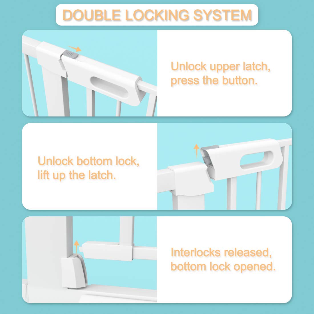Extra Wide Baby Gate with Cat Door-White