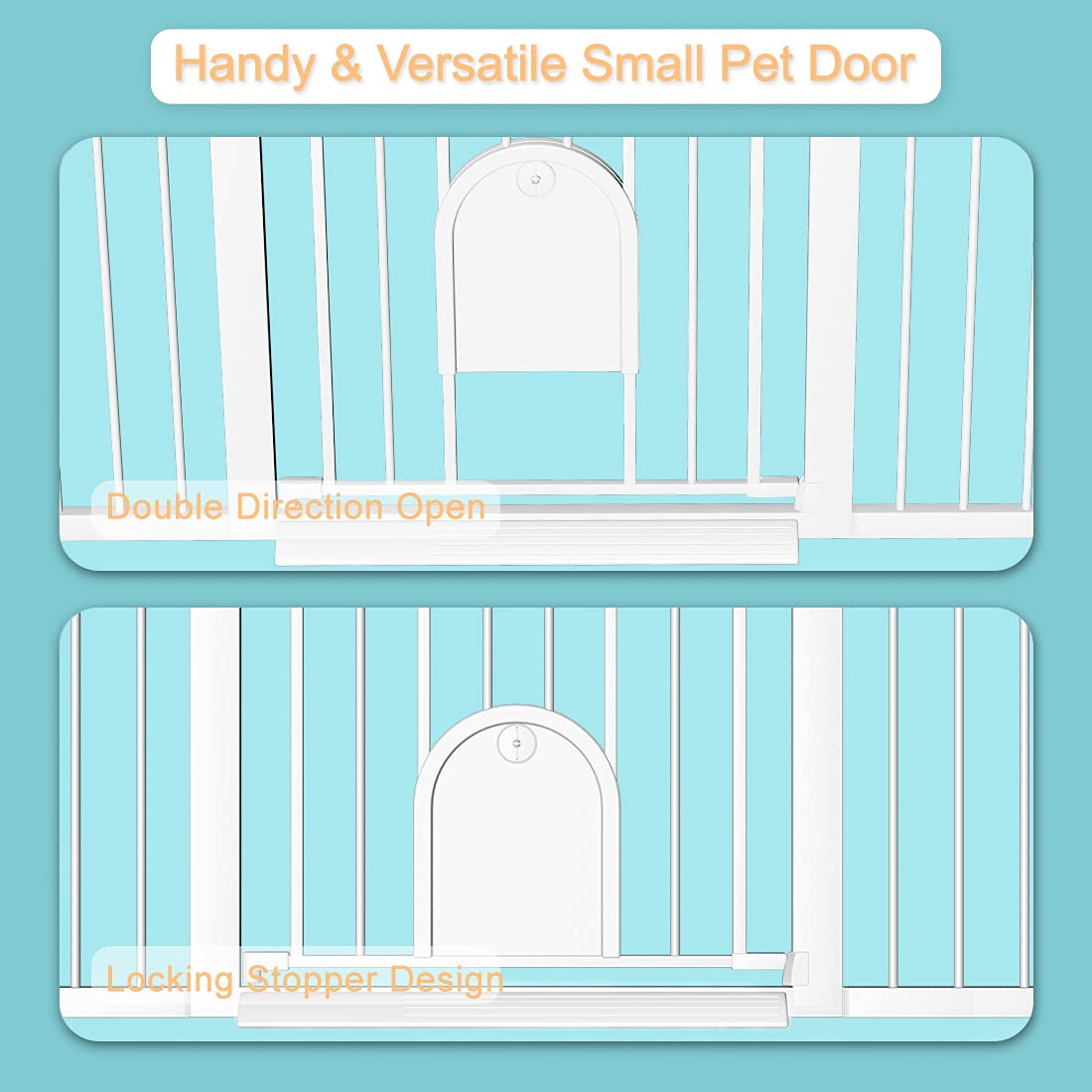 Extra Wide Baby Gate with Cat Door-White
