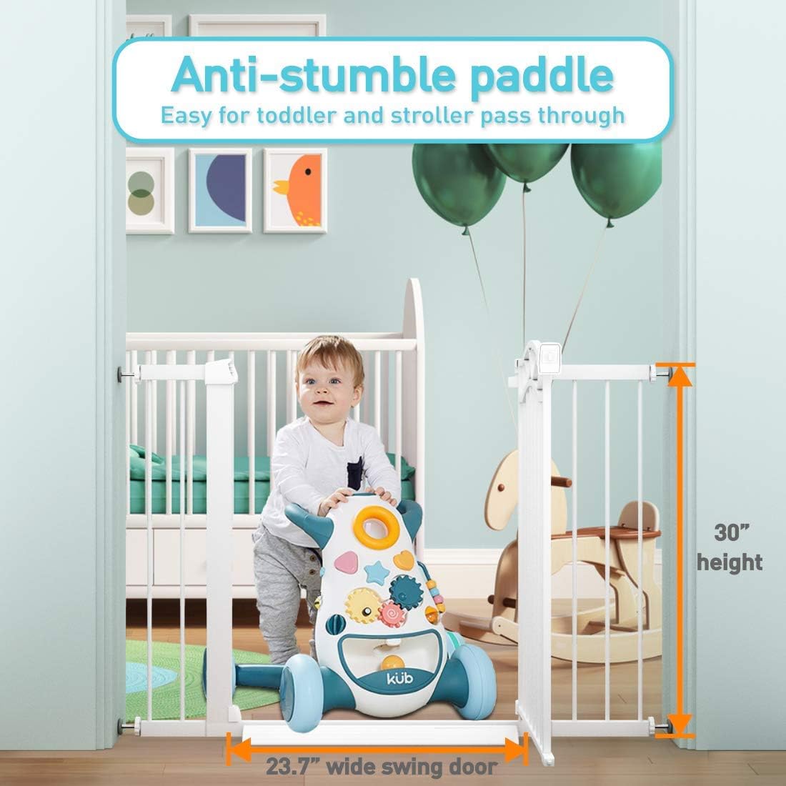 Extra Wide Baby Gate Pressure Mounted Pet Gate-White