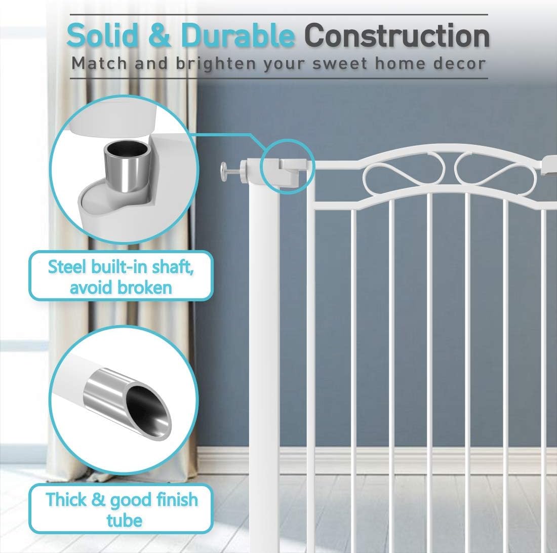 Extra Wide Baby Gate Pressure Mounted Pet Gate-White