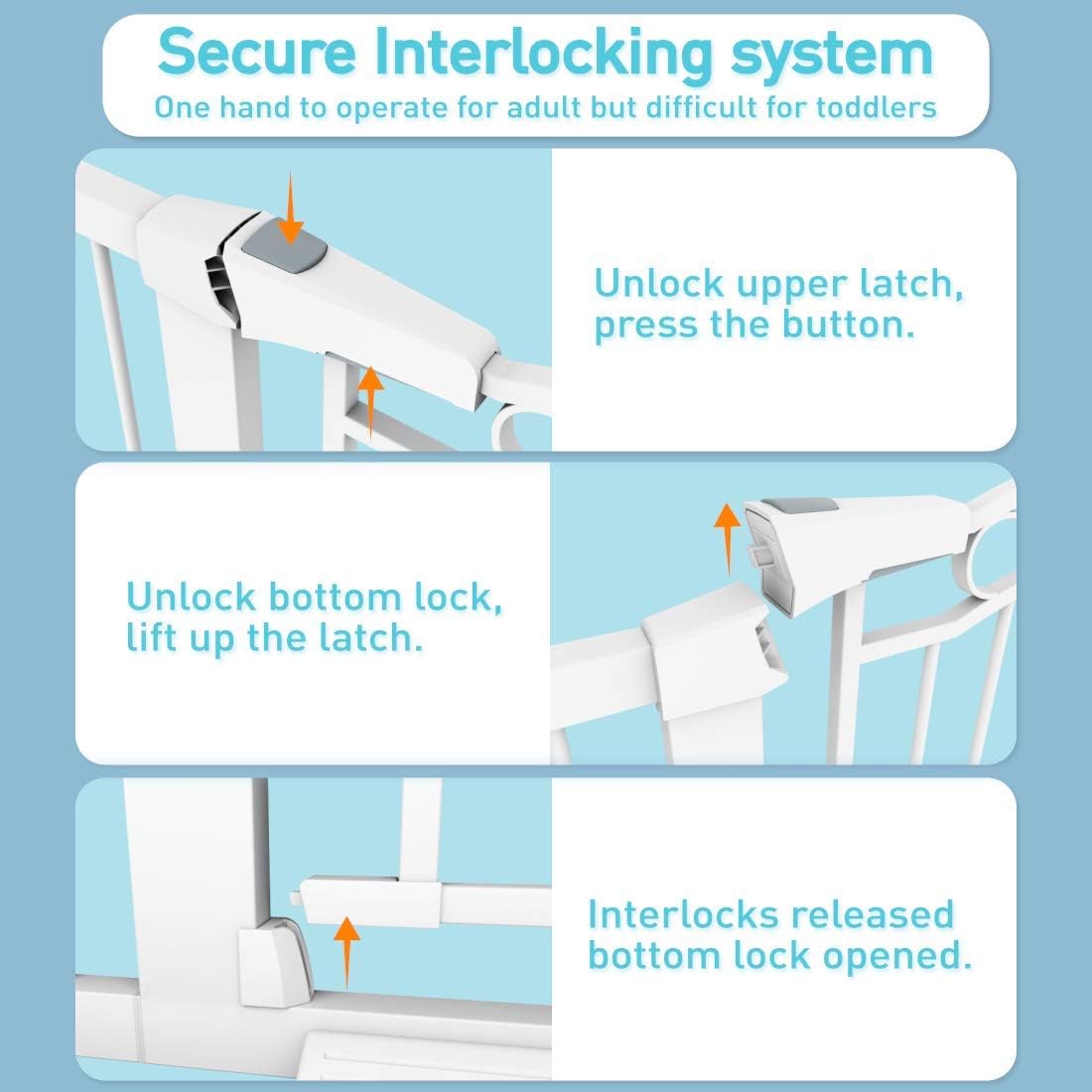 Extra Wide Baby Gate Pressure Mounted Pet Gate-White